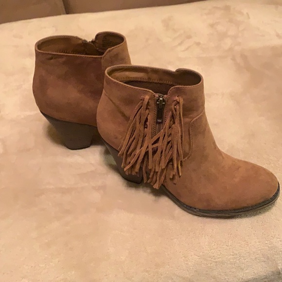 Tan Suede Fringe Bootie - Picture 1 of 5